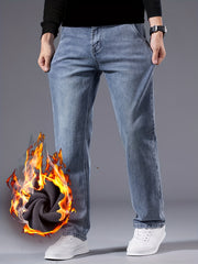092+1# New Winter Style -Lined Thickened Simple and Stylish Slightly Stretchy Jeans