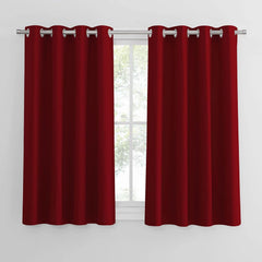 PONY DANCE Grey Blackout Thermal Insulated Curtains for Bedroom, 46 X 54 Inch Short Eyelet Curtains & Drapes, Soft Black Out 2 Panels for Window Living Room/Kitchen