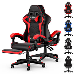 GartistGo Gaming Chair With footrest,Computer Chairs with Lumbar Cushion + Headrest, Height-Adjustable Office Chair for Adults, Girls, Boys