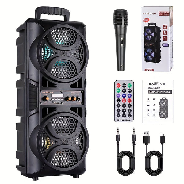 3000W Dual 16.51cm Portable Wireless PA Wireless Speaker -Wireless Speaker With Subwoofer, Wireless Speakers Loud Sound Powerful, Speaker Sound System, Karaoke Speaker System With Microphone, Remote Control, MP3/USB/SD, LED Battery Indicator Lights