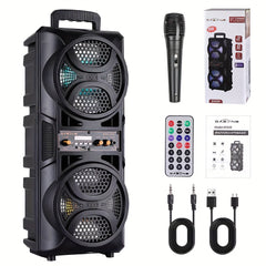 3000W Dual 16.51cm Portable Wireless PA Wireless Speaker -Wireless Speaker With Subwoofer, Wireless Speakers Loud Sound Powerful, Speaker Sound System, Karaoke Speaker System With Microphone, Remote Control, MP3/USB/SD, LED Battery Indicator Lights