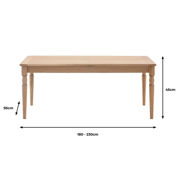 Gallery Eton Oak Extending Dining Table, Seats 6-8