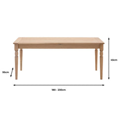 Gallery Eton Oak Extending Dining Table, Seats 6-8