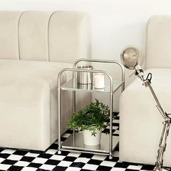 Heavy-Duty 2-Tier Stainless Steel Shelving Unit - Free-Standing/-Mountable Wire Storage Rack with Polished, Easy Assembly, Space-Saving Small Square Shelf Suitable for Kitchen, Coffee Station, Bathroom, Bedroom Organization, Utility Racks