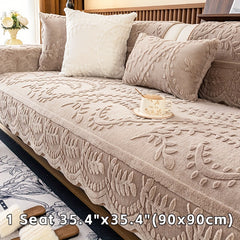 1pc Heavy-Duty Sofa Cover - Beige Floral & Leaf pattern, Non-Slip Couch Protector with Pet-Friendly One-Piece Design, Machine Washable for Living Room, Bedroom, Office - Fits Most Single/Double/Three/Four-Seater Sofas - Modern Home Decor, Sofa for Living