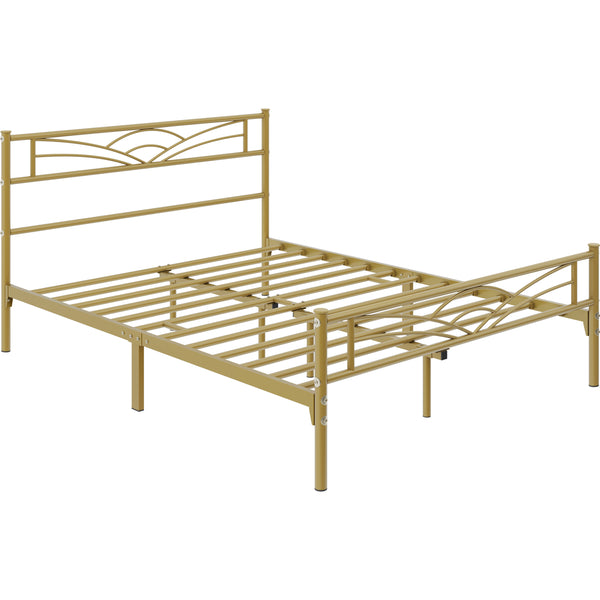 Costoffs Metal-Framed Bed, Metal-Framed Bed Base with Storage, Metal Platform Bed Frame with Headboard and Metal Bed Slats, Easy Assembly Bed, Single/Double/ Size Metal Bed Frame, Bed Foundation