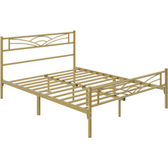 Costoffs Metal-Framed Bed, Metal-Framed Bed Base with Storage, Metal Platform Bed Frame with Headboard and Metal Bed Slats, Easy Assembly Bed, Single/Double/ Size Metal Bed Frame, Bed Foundation