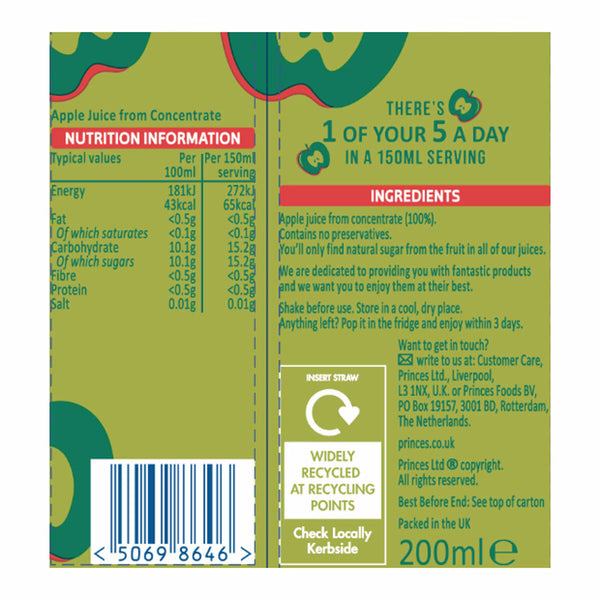 Princes Apple Juice, 24 X 200Ml