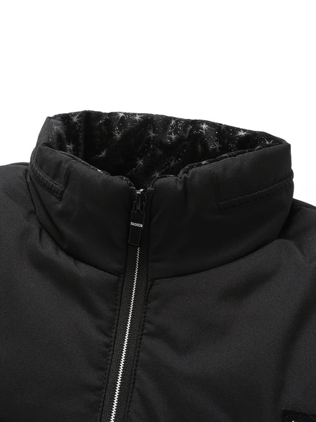 Men's Casual Collar Fashion Coat Men's New Young and Middle-aged Autumn and Winter Plus Velvet Padded Warm -padded Jacket.