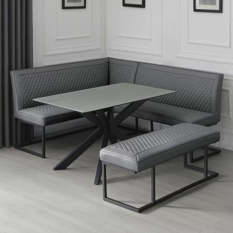 Indus Valley Arden Ceramic Dining Table with Grey Corner Bench & Low Bench