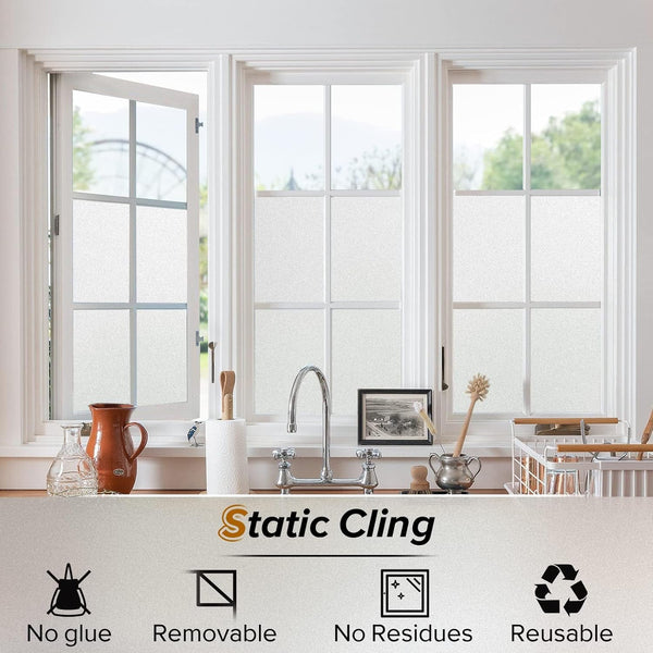 Rabbitgoo Window Film Privacy Film for Glass Windows, Frosted Glass Sticker Static Cling without Glue for Bathroom Home Office Matt 44.5X200 Cm