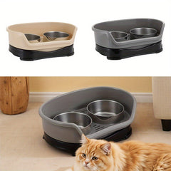 Raised Dog Bowls for Cats and Dogs, Elevated Dog Cat Food and Water Bowls Stands Feeder Dishes with 2 Stainless Steel Bowls, 2 Colours Available
