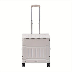 75L White and Gray Large Capacity Plastic Shopping Cart, Miscellaneous Storage and Handling Cart, Multi Functional Seat Trolley with Wheels and Adjustable Function