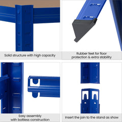 5 Tier Metal Shelving Unit, Heavy Duty Garage Shelving Units, Racking Shelving for Warehouse Workshop Office 148*75*30cm