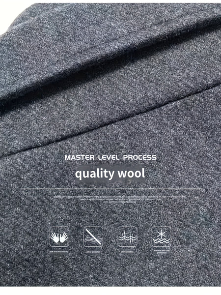 New Autumn And Winter 802 Detachable Double-Layer Collar Thick Velvet Blend Overcoat for Men