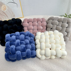 1pc Hand-woven Square Cushion Knot Pillow