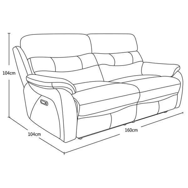 Fletcher Light Grey Leather Power Reclining 2 Seater Sofa with Power Headrest