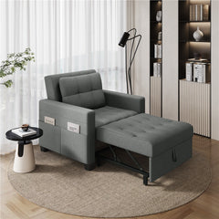 Costoffs 3-in-1 Convertible Sleeper Chair Bed, Tufted Futon Sofa Chair with Adjustable Backrest & Back Pillow, Multi-Function Sleep Chair Bed for Small Space, Apartment, Studio, Guest Room, Home Living Room Furniture