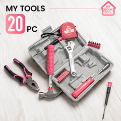 Pink Home Repair Tool Kit - Portable Hand Tool Set with Hammer, Vise, Wrenches, Screwdrivers & More - Ideal for DIY Projects & Emergency Car Maintenance - Perfect Christmas Gift for Women, DIY Tool Kit | Stylish Pink Tools | Organized Tool Storage