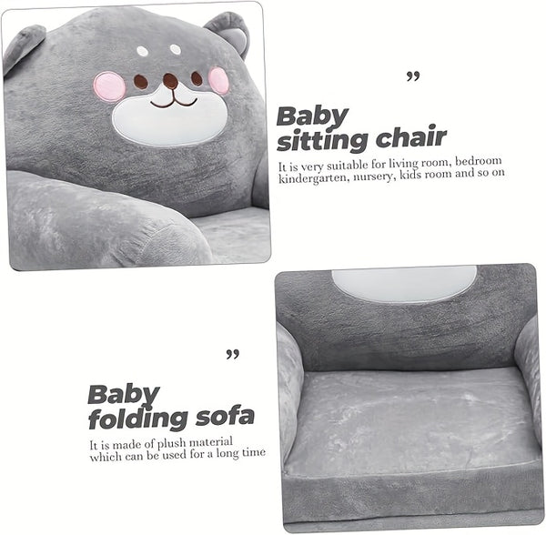 Cozy Kid Folding Sofa, Plush, Washable Lounge Chair for Playroom & Nursery, Foldable Soft Toddler Chair for Reading Relaxing Sleeping