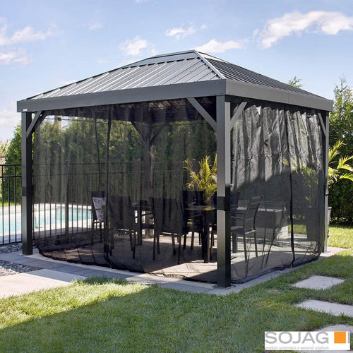 Sojag Kiruna 10Ft X 12Ft (3 X 3.64M) Aluminium Frame Sun Shelter with Galvanised Steel Roof + Insect Netting