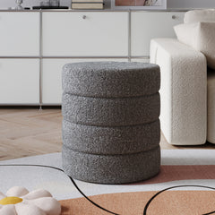 Round Pouffe Stool Liviing Room Bedroom Footstool Teddy Fleece Dressing Table Stool Hallway Shoe Stool