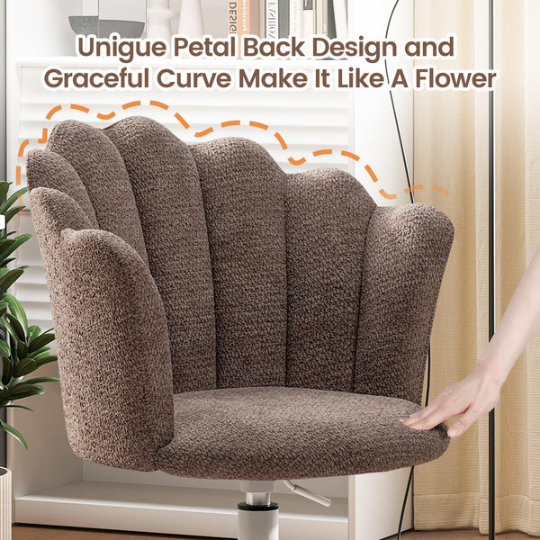 Shell-shaped Office Chair,Adjustable Chenille Swivel Chair,Soft and Flexible, Suitable for Bedrooms, Offices and Studies.