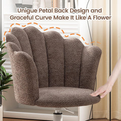 Shell-shaped Office Chair,Adjustable Chenille Swivel Chair,Soft and Flexible, Suitable for Bedrooms, Offices and Studies.