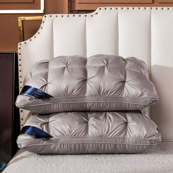 Set of 2 Pillows Designed for Sleep, Neck Support Pillow Cores, Luxurious Sleeping Pillows, Offering Balanced Support Ideal for Side, Back, And Stomach Sleepers. Part of a Hotel Collection, They Come in Vacuum-Sealed Packaging, Perfect for Home And Hotel