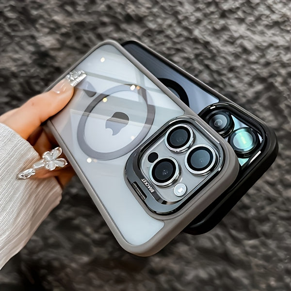 Phone Case: Luxury Metal Camera Mount Phone Case, Compatible with iPhone 17 Promax/Pro/ Air, 16 Plus, 15, 14 Pro Max, 13, 12, 11 and Samsung Galaxy S22/23/24/25 Plus Ultra FE. Wireless Charging Shockproof Back Cover, Mobile Accessory