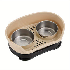 Raised Dog Bowls for Cats and Dogs, Elevated Dog Cat Food and Water Bowls Stands Feeder Dishes with 2 Stainless Steel Bowls, 2 Colours Available