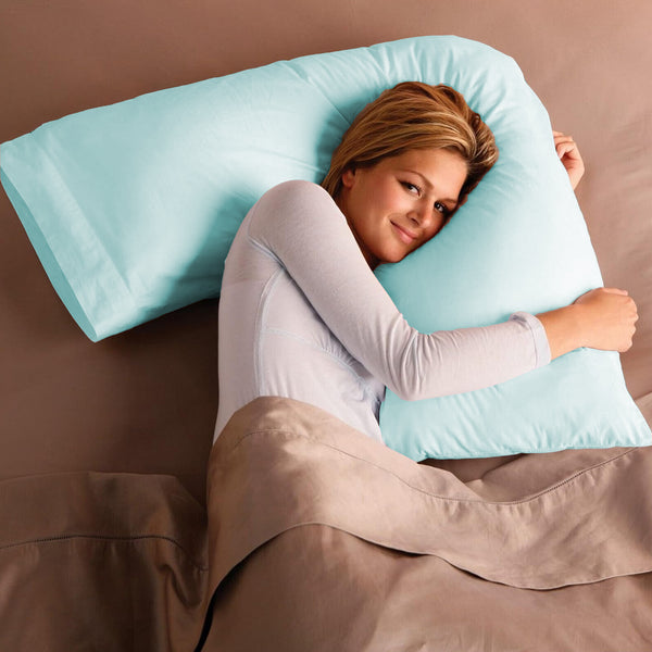 Adam Home V Pillow with Pillowcase Extra Filled Hollow Fiber for Neck Support, Orthopedic, Maternity Pregnancy & Nursing Super Soft & Comfortable V shaped Pillow with Pillowcase