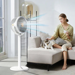 5-in-1 Floor Standing Circulating Fan, 5 Speeds Quiet Adjustable Height Fan (29.5-88cm), 360° Up & Down Tilt, Silent Stable Air Circulator Fan for Bedroom, Living Room, Office, Dorm, Portable Cooling Fan for Home, Office, Travel, Ideal for Hot Flashes, Sl