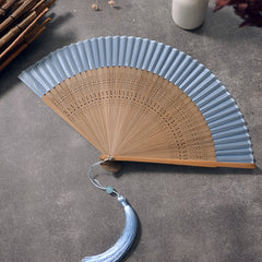 Portable Bamboo Handheld Folding Fan Suitable for Women - Elegant Chinese Decorative Cooling Fan with Bamboo for Weddings, Dance Performances, Church Events, Summer & Hot, Foldable