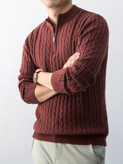 Christmas Gift for Men, New Twist Zipper Collar Pullover Sweater, Autumn And Winter Style, with Velvet, Thickened, Warm And Cold-Resistant, Can Be Worn Inside Or Outside, Casual And Versatile Essential, Knit