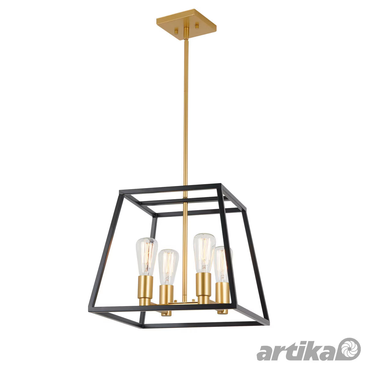 Artika Carter Square Black and Gold Chandelier Light (Without Bulbs)