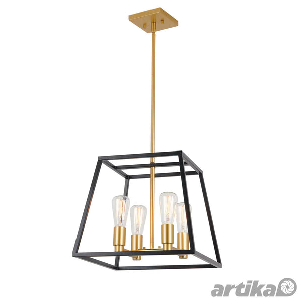 Artika Carter Square Black and Gold Chandelier Light (Without Bulbs)