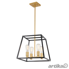 Artika Carter Square Black and Gold Chandelier Light (Without Bulbs)