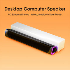 4D Computer Speaker Bar Stereo Sound Subwoofer Bluetooth Speaker for Macbook Laptop Notebook PC Music Player Wired Loudspeaker