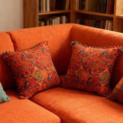 18x18 Inch Reversible Turkish Pattern Pillows (Set of 2 with Inserts) - Romantic Turkey Boho Floral Double Sided Design, Premium Polyester Cover & Fill, Decorative Accent Pillows for Sofa, Chair, Bedroom