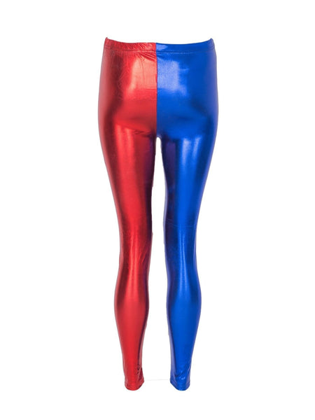 RUFEDGE Women's Halloween Contrast Red & Blue Leggings | Costume Pants for Women