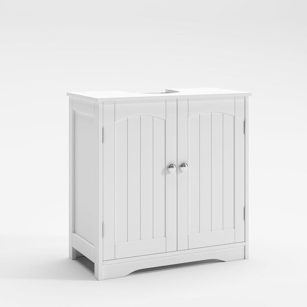 Under Sink Bathroom Cabinet, Free Standing Wooden Sink Storage Unit, Basin Cupboard With 2 Door, Bathroom Cabinet Space Saver Organizer