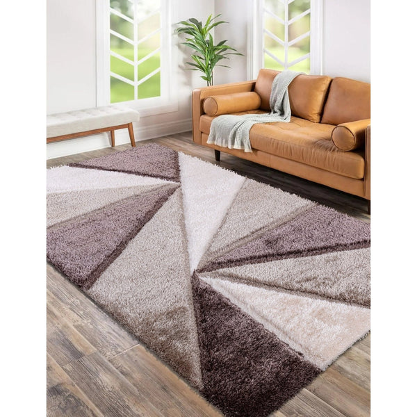Luxury Soft Shaggy Area Rug – Modern Non-Shedding Geometric Triangles Design, High-Pile Plush Living Room Carpets, Large Thick Rug for Bedroom, Kitchen, Lounge & Home Décor – Contemporary Floor Rug & Mats