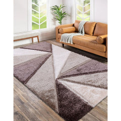 Luxury Soft Shaggy Area Rug – Modern Non-Shedding Geometric Triangles Design, High-Pile Plush Living Room Carpets, Large Thick Rug for Bedroom, Kitchen, Lounge & Home Décor – Contemporary Floor Rug & Mats