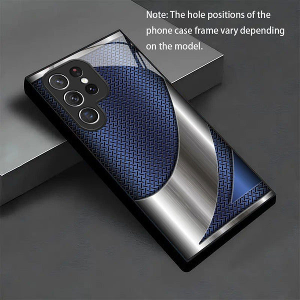Phone Case - Phone Case: Blue Vein Metallic Texture New Phone Case Tempered Glass for Iphone 17 Air/ 16/ 15/ 14/ 13/ 12/ 11/ Plus/ Pro/ Pro Max And Galaxy S, A Series/ S22/ S23/ S24 FE/ S25/ S26 ULTRA PLUS. It Is The First Choice of Gift for Family