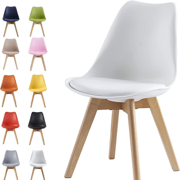 mcc direct 1Pcs Dining Chair Wooden Legs Soft Cushion Pad Stylish DELUXE Retro Lounge Dining Office EVA