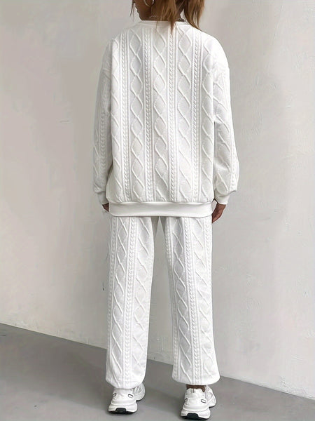 New Women'S Clothing Set Featuring Textured Fabric, Long-Sleeve Sweatshirt, And Long Pants, Stylish And Versatile for Casual Wear