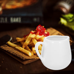 4pcs 50/ 100ml Ceramic Creamer Jugs - Porcelain serving jugs with milk spoons, Sauce jugs, Sauce boats, Pottery creamer jugs with handles for kitchen, coffee and tea - perfect for sauces, syrups and creams (white)