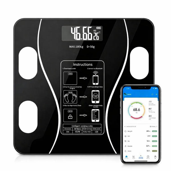 Bluetooth Smart Body Fat Scale 180kg Digital BMI Weight Scale with App Body Composition Analyser LED Display Wireless Bathroom Scale