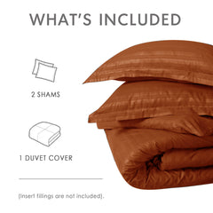 Premium Hotel Quality Satin Stripe Duvet Cover Set Double with Pillowcases | Reversible Soft Quilt Bedding | Easy Care Breathable Luxury Quilt Cover